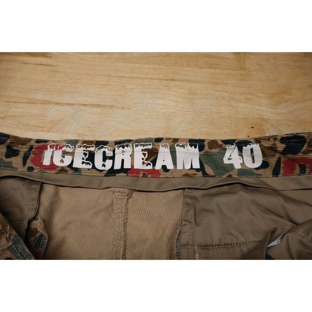 ICECREAM BBC Apple Pant 401-9106 Camo 2021 Size 40 Cargo Corduroy Green Red - Picture 3 of 13